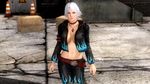  1girl 3d breasts christie christie_(doa) dead_or_alive dead_or_alive_5 jacket large_breasts no_bra solo tecmo white_hair 