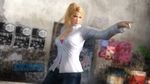  1girl 3d blonde_hair dead_or_alive dead_or_alive_5 graffiti pointing ponytail sarah_bryant solo tecmo virtua_fighter 