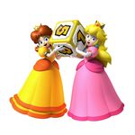  2girls 3d absurdres blonde_hair blue_eyes brown_hair highres mario_(series) mario_party multiple_girls official_art orange_hair princess_daisy princess_peach super_mario_bros. super_mario_land 