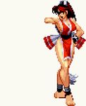  amputee anklet barefoot brown_hair eyepatch fatal_fury jewelry lowres pixel_art shiranui_mai sprite 