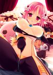  :o bed blush breasts chain curtains gloves hair_ornament large_breasts looking_at_viewer lying minatsuki_alumi nipples no_bra on_back open_clothes pillow pink_eyes pink_hair pointy_ears ragnarok_online solo stuffed_animal stuffed_toy sunlight warlock_(ragnarok_online) 