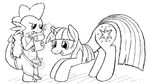  cub cutie_mark dragon duo equine female feral friendship_is_magic hair horn horse long_hair magic male mammal monochrome my_little_pony open_mouth penis plain_background pony pussy shorts smile spike_(mlp) tg-0 twilight_sparkle_(mlp) unicorn young 