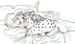  bed big_breasts big_butt breasts butt canine clock couple eyes_closed female female_on_top hair hyena jenna_kutu ken_sample long_hair male mammal monochrome nude on_top pillow pussy romantic saliva side_boob size_difference sleeping spots spotted_hyena thighs tongue wolf 