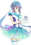  aoki_lapis blue_eyes blue_hair chibi chu_(cryla) copyright_name crystal gloves holding long_hair smile thighhighs tourmaline very_long_hair vocaloid zettai_ryouiki 