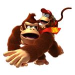  2boys absurdres all_fours diddy_kong donkey_kong fur hat highres lying male male_focus monkey multiple_boys necktie nintendo on_back open_mouth tail tie 