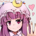  closed_mouth crescent fourth_wall hat heart long_hair patchouli_knowledge portrait purple_eyes purple_hair sketch smile solo touhou woruta_(soloistlist) 