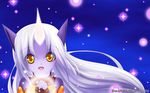  bad_id bad_pixiv_id bare_shoulders hands_clasped horn league_of_legends long_hair open_mouth own_hands_together pointy_ears purple_skin rokugatsu_no_usagi solo soraka watermark white_hair yellow_eyes 