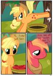  applejack_(mlp) big_macintosh_(mlp) brother_and_sister comic cowboy_hat cutie_mark dialog dialogue english_text equine female feral friendship_is_magic fruit hat hi_res horse male mammal my_little_pony pony pyruvate sibling text tree wood 