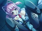  1girl blush brown_eyes cg chains clothed_sex cosplay_alien cum cum_in_pussy cum_inside game_cg larfa penis pink_hair sex short_hair twintails uncensored vaginal 