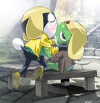  blush clothing duo frog gay hat invalid_tag jacket keronian keroro kissing male sgt._frog tamama 