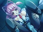  1girl blush brown_eyes cg chains clothed_sex cosplay_alien cum cum_in_pussy cum_inside game_cg larfa penis pink_hair sex short_hair twintails uncensored vaginal 
