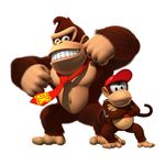  2boys absurdres diddy_kong donkey_kong fur hat highres male male_focus monkey multiple_boys necktie nintendo official_art smile tail tie 