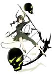  black_hair black_rock_shooter chain dead_master glowing glowing_eye highres holding holding_scythe horns rib:y(uhki) scythe skull solo weapon 