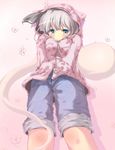  alternate_costume aruu_(memories) bad_id bad_pixiv_id contemporary ghost highres hood hoodie konpaku_youmu konpaku_youmu_(ghost) solo touhou 