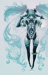  aqua_hair hatsune_miku hatsune_miku_(append) highres ikeda_masateru long_hair pink_eyes robot solo speaker thighhighs very_long_hair vocaloid vocaloid_append 