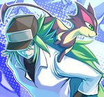  bad_id bad_pixiv_id baseball_cap cat gen_5_pokemon green_eyes green_hair hat koga_(yamazaki) lowres male_focus n_(pokemon) pokemon pokemon_(creature) pokemon_(game) pokemon_bw purrloin 