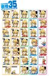  ahoge aqua_eyes artoria_pendragon_(all) blonde_hair chart expressions facepalm fate/extra fate/stay_night fate/unlimited_codes fate_(series) hair_ribbon highres nero_claudius_(fate) nero_claudius_(fate)_(all) ponytail qianshuhao ribbon saber saber_lily translated upside-down 