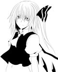  bad_id bad_pixiv_id expressionless flandre_scarlet greyscale midriff monochrome navel necktie no_hat no_headwear oukawa_yuu short_hair side_ponytail solo touhou upper_body wings 