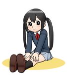  black_eyes black_hair fujiko_f_fujio_(style) k-on! long_hair nakano_azusa parody school_uniform solo style_parody twintails ueyama_michirou 