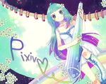  bad_id bad_pixiv_id blue_hair boots dress flower hair_flower hair_ornament mzz pixiv pixiv-tan solo 