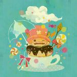  :p blush candy doughnut fork happy hat one_piece ribbon sky tony_tony_chopper umbrella 