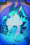  absurd_res animal_humanoid anthro aroused ball balls big_balls big_penis blue_body bodily_fluids claws cum cum_drip cum_on_penis dracony dragon dragon_humanoid dragonite dripping feral fur generation_1_pokemon genital_fluids genitals green_eyes hair hi_res horn humanoid hybrid long_hair male multicolored_body multicolored_fur muscular muscular_anthro muscular_male mythological_creature mythological_scalie mythology nicoysita nintendo penis pokemon pokemon_(species) precum scalie solo tongue tongue_out vein veiny_penis 