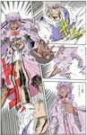  bad_id bad_pixiv_id bow comic genderswap genderswap_(ftm) hat highres izayoi_sakuya kenshirou_(mono_ken) long_hair manly multiple_boys older patchouli_knowledge punching purple_hair short_hair silver_hair touhou translated very_long_hair 