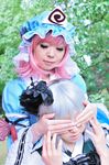  cosplay covering_eyes dress frills hairband hands_on_another's_face hat jigoku_yuugi konpaku_youmu lace multiple_girls photo pink_hair saigyouji_yuyuko silver_hair touhou 