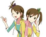  brown_eyes brown_hair dorei_k futami_ami futami_mami idolmaster idolmaster_(classic) idolmaster_2 long_hair multiple_girls short_hair siblings side_ponytail sisters twins 