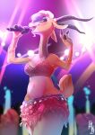  absurd_res alex_bunn antelope anthro blonde_hair bottomwear bovid bracelet breasts clothing concert detailed_background disney electronics eyeshadow female gazelle gazelle_(zootopia) hair hi_res horn jewelry looking_at_viewer low-angle_view makeup mammal microphone navel scut_tail short_tail signature singing skirt solo tail thick_thighs zootopia 