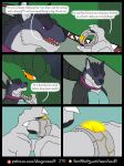  allie_(rimentus) anthro black_clothing black_coat black_topwear blue_clothing blue_shirt blue_topwear canid canine canis clothed clothing coat comic contemplating dialogue digit_ring dragon duo english_text eye_contact eyes_closed female feral finger_ring five_frame_image fur furaffinity furaffinity_logo gem green_body grey_body grey_fur hi_res holding_jewelry holding_object jewelry larger_feral looking_at_another looking_at_object mammal multiple_scenes mythological_creature mythological_scalie mythology orange_eyes page_number patreon patreon_logo pupils purple_eyes putting_on_ring rimentus scalie scarf scylla_(rimentus) shirt size_difference slit_pupils smaller_anthro text topwear url wolf yellow_gem yellow_glow 