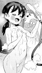  breasts convenient_censoring doraemon doraemon_(character) greyscale half_note low_twintails minamoto_shizuka monochrome music musical_note nobi_nobita quarter_note shower_head showering singing small_breasts ter_(otokoter) twintails wet 