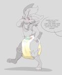 2025 3_fingers 3_toes ambiguous_gender big_ears blitz_(mrbandwidth) blush blush_lines bodily_fluids bruised bubblepuppers cheek_tuft cinderace clothed clothing dialogue diaper english_text facial_tuft feet fingers full-length_portrait generation_8_pokemon genital_fluids hair hand_on_face hi_res kerchief looking_at_another looking_offscreen navel neckerchief neckwear nintendo offscreen_character on_one_leg one_eye_closed plantigrade pokemon pokemon_(species) pokemon_mystery_dungeon portrait red_eyes scut_tail short_tail solo spike_chunsoft standing tail teasing teeth text toes tuft unclean_diaper urine used_diaper walking wearing_diaper wet_diaper