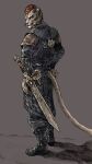  anthro bethesda_game_studios domestic_cat felid feline felis fur green_eyes hair khajiit male mammal melee_weapon microsoft nails razum-dar red_hair solo sword tail the_elder_scrolls the_elder_scrolls_online tomato_(artist) weapon yellow_body yellow_fur 