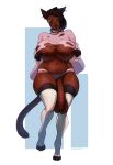 animal_humanoid areola balls bell bell_collar big_balls big_penis black_body black_fur black_hair black_lips bottomwear breasts brown_areola brown_body brown_nipples brown_skin cat_humanoid clothing collar cropped_hoodie crossgender digitigrade dreadlocks eyewear facial_piercing felid felid_humanoid feline feline_humanoid fur genitals glasses gynomorph hair half-closed_eyes half-erect hi_res hotpants huge_balls huge_penis humanoid humanoid_genitalia humanoid_penis intersex legwear lips mammal mammal_humanoid narrowed_eyes nipples nonbinary_(lore) nose_piercing nose_ring oz_(ozthegoblin) penis piercing ring_piercing shorts smile sovesute stockings thick_thighs vein veiny_penis wide_hips