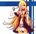  blonde_hair blue_eyes headphones lily_(vocaloid) long_hair navel one_eye_closed skirt smile solo syutyou very_long_hair vocaloid 