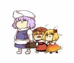  aki_minoriko aki_shizuha amachi_osamu bad_id bad_pixiv_id blonde_hair blue_eyes blue_hair blush brown_eyes chibi crying flower food fruit grapes hair_ornament leaf_hair_ornament letty_whiterock multiple_girls smirk tears touhou yukkuri_shiteitte_ne 