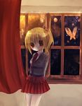  artist_request blonde_hair brown_eyes bug butterfly curtains insect ponytail solo umineko_no_naku_koro_ni ushiromiya_jessica window 