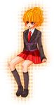  artist_request blonde_hair ponytail red_eyes sitting solo umineko_no_naku_koro_ni ushiromiya_jessica 