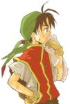  bad_id bad_pixiv_id bandana bangs black_hair bruise covered_mouth from_side gensou_suikoden gensou_suikoden_i gloves hajime_(separa) hand_on_hip holding holding_towel injury looking_away lowres male_focus profile sash scratches short_sleeves simple_background solo sweat tabard tir_mcdohl torn_clothes torn_sleeves towel upper_body white_background wiping_face wiping_sweat yellow_gloves 