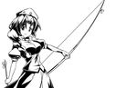  bow_(weapon) greyscale kiku_hitomoji monochrome solo touhou weapon yagokoro_eirin 