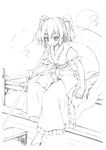  greyscale kazami_haruki monochrome onozuka_komachi scythe solo touhou two_side_up 