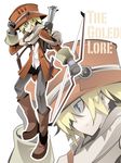  arrow blonde_hair blue_eyes boots bow_(weapon) copyright_request expressionless gauntlets hand_on_headwear hat male_focus profile quiver scarf solo standing uki_(room_405) weapon zoom_layer 
