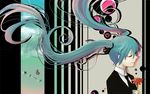 aqua_hair bad_id bad_pixiv_id bug butterfly closed_eyes flower hair_ribbon hatsune_miku insect long_hair necktie ribbon saihate_(vocaloid) solo tobi_(kotetsu) twintails vocaloid 