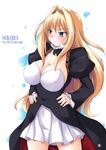  blonde_hair blue_eyes blush breasts cleavage covered_nipples frills huge_breasts kougasha long_hair sekirei skirt solo tsukiumi 