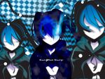  black_rock_shooter black_rock_shooter_(character) blue_eyes chain closed_eyes duplicate fire lowres uki_(room_405) 