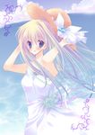  air blonde_hair blue_eyes dress hashimo_yuki hat kamio_misuzu long_hair ribbon solo 