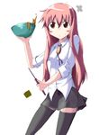  bowl cooking long_hair louise_francoise_le_blanc_de_la_valliere non-web_source orange_eyes pentacle pink_hair sleeves_rolled_up solo thighhighs wand white_background zero_no_tsukaima 