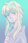  blush collar crying crying_with_eyes_open hair_intakes hand_on_own_chest long_hair looking_at_viewer macross macross_frontier sheryl_nome solo tears upper_body usutsuchi_kine very_long_hair 