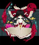  alternate_hairstyle black_eyes black_hair bow bowtie closed_mouth expressionless hair_bow hakurei_reimu ichihaya long_hair looking_at_viewer red_bow red_neckwear ribbon-trimmed_clothes ribbon_trim sidelocks solo touhou twintails very_long_hair 